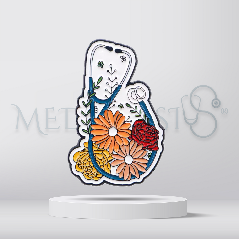 Stethoscope with flowers - Brooch