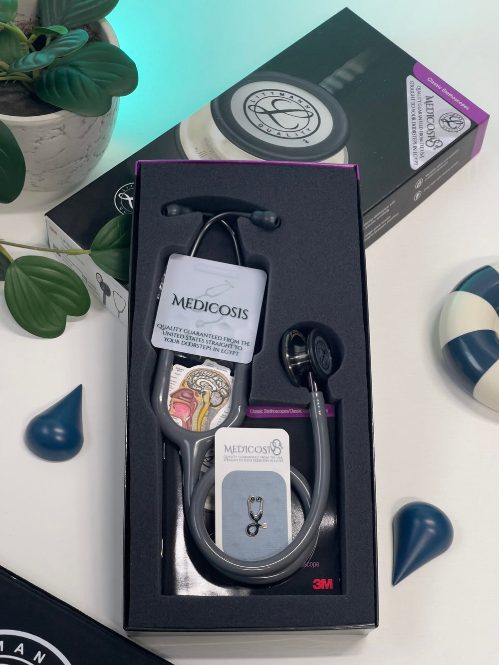 3M™ Littmann® Classic III™ Stethoscope - Gray tube & Smoke black chest piece 5873
