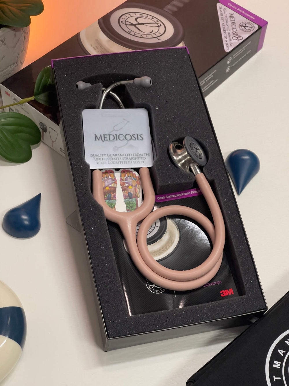 3M™ Littmann® Classic III™ Stethoscope - Champagne rose satin tube & Silver chest piece 5910C