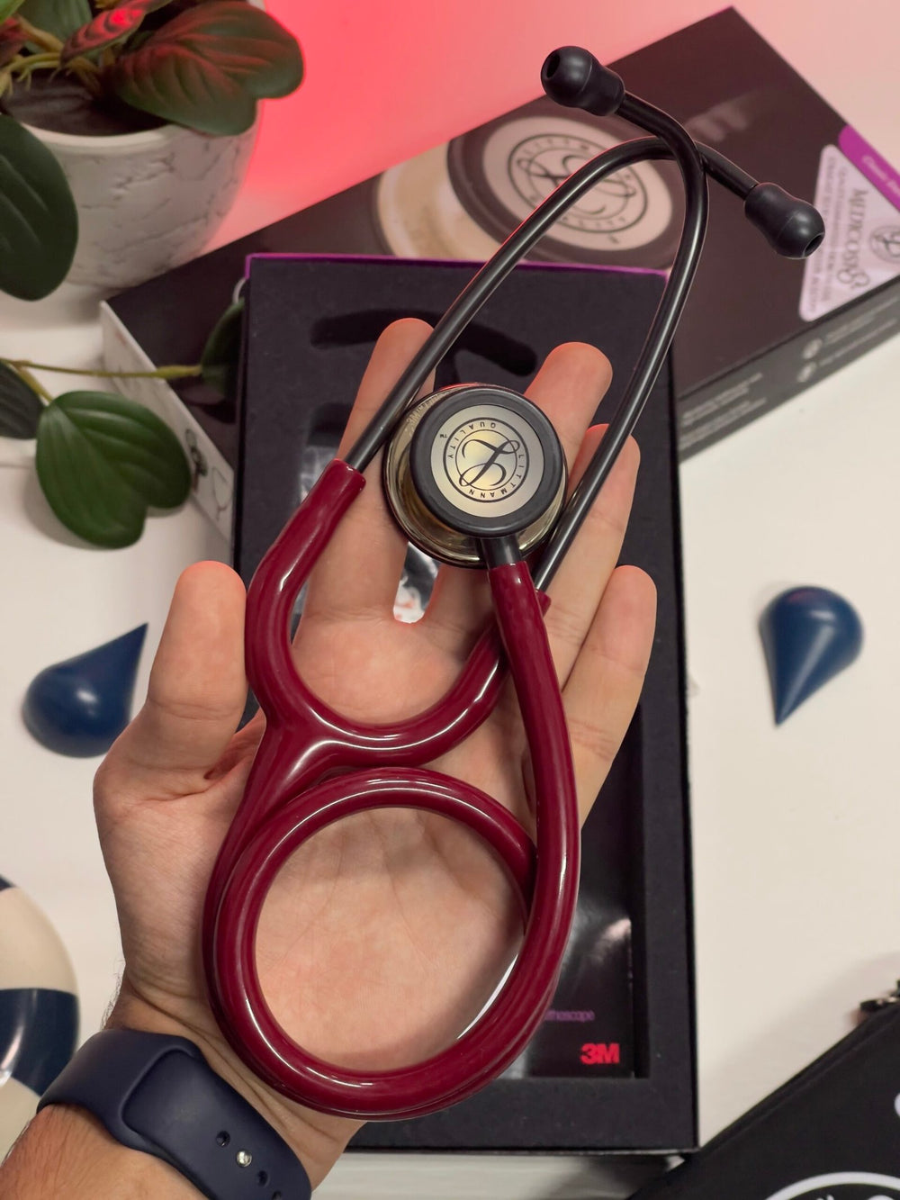 3M™ Littmann® Classic III™ Stethoscope - Burgundy tube & Champagne finish chest piece 5864
