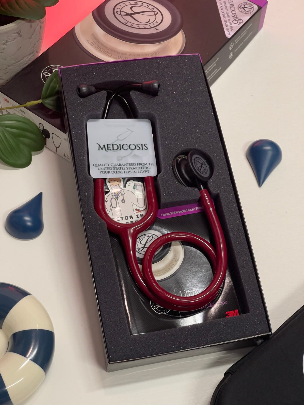 3M™ Littmann® Classic III™ Stethoscope - Burgundy tube & Matte black chest piece 5868