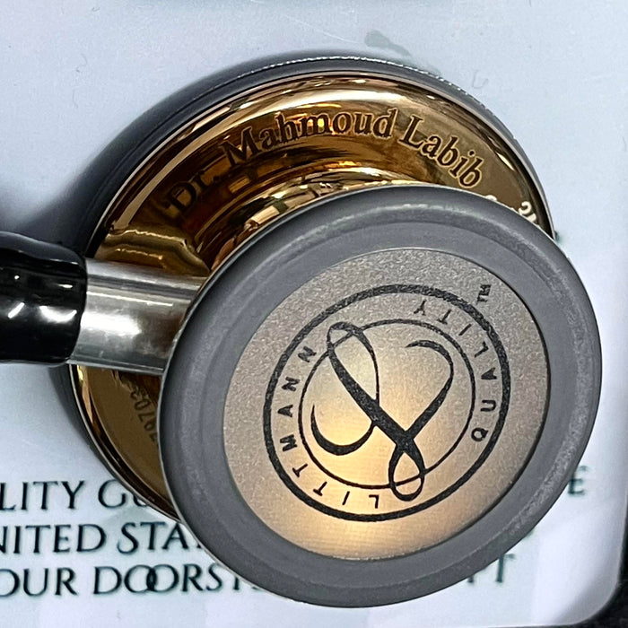Engraving sample for 3M™ Littmann® Classic III™ Stethoscope - Black tube &  High polished copper finish chest piece "Limited Edition"  5646