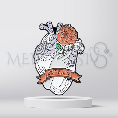 Rose &amp; love heart - Brooch
