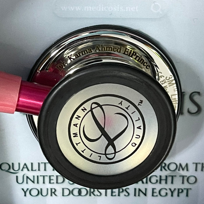 Engraving sample for 3M™ Littmann® Classic III™ Stethoscope - Pink tube & Mirror finish chest piece 5962