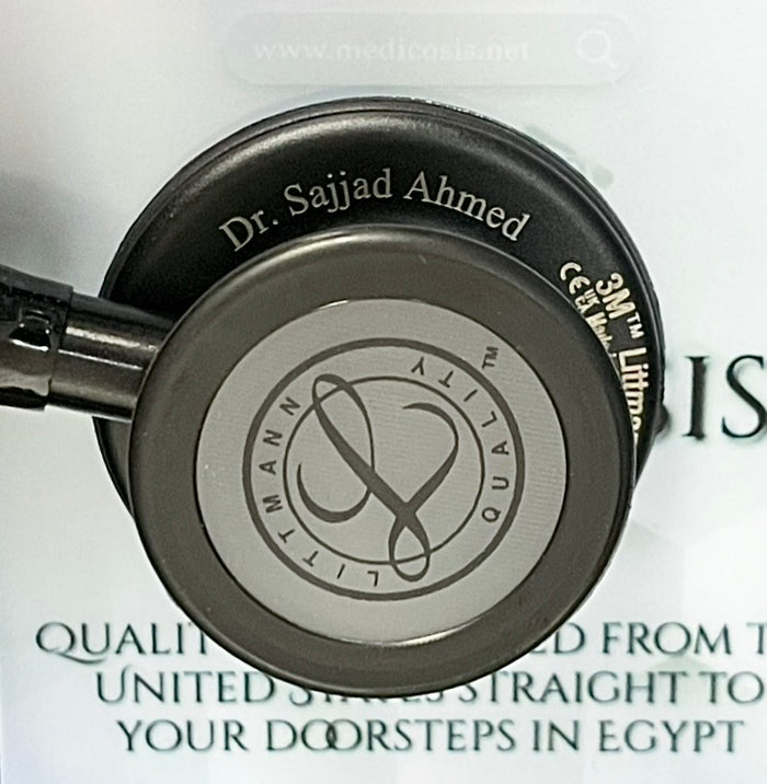 Engraving sample for 3M™ Littmann® Classic III™ Stethoscope - Black tube & Matte black chest piece 5803