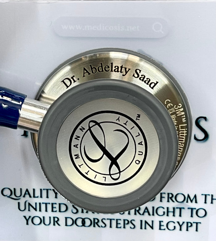 Engraving sample for 3M™ Littmann® Classic III™ Stethoscope - Turquoise tube & Silver chest piece 5835