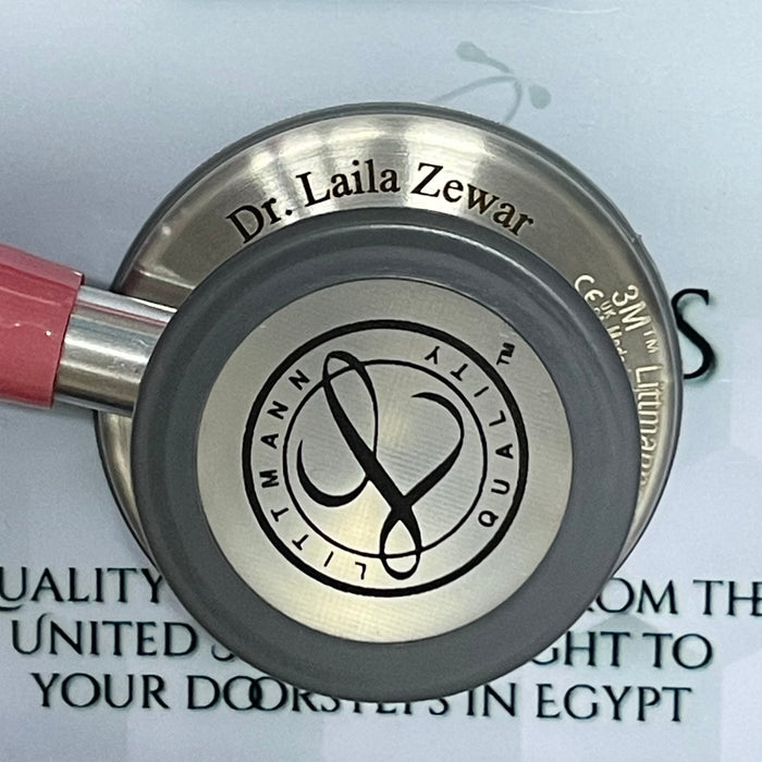 Engraving sample for 3M™ Littmann® Classic III™ Stethoscope - Pink tube & Silver chest piece 5633