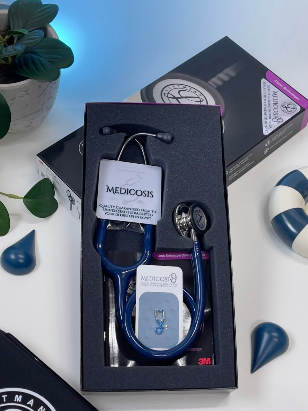 3M™ Littmann® Classic III™ Stethoscope - Navy blue tube & Mirror finish chest piece 5863