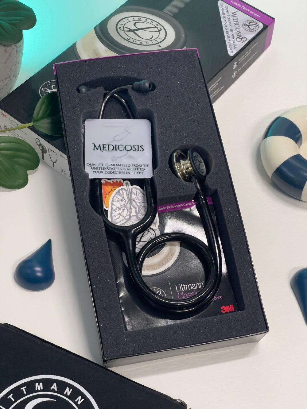 3M™ Littmann® Classic III™ Stethoscope - Black tube & Champagne finish chest piece 5861