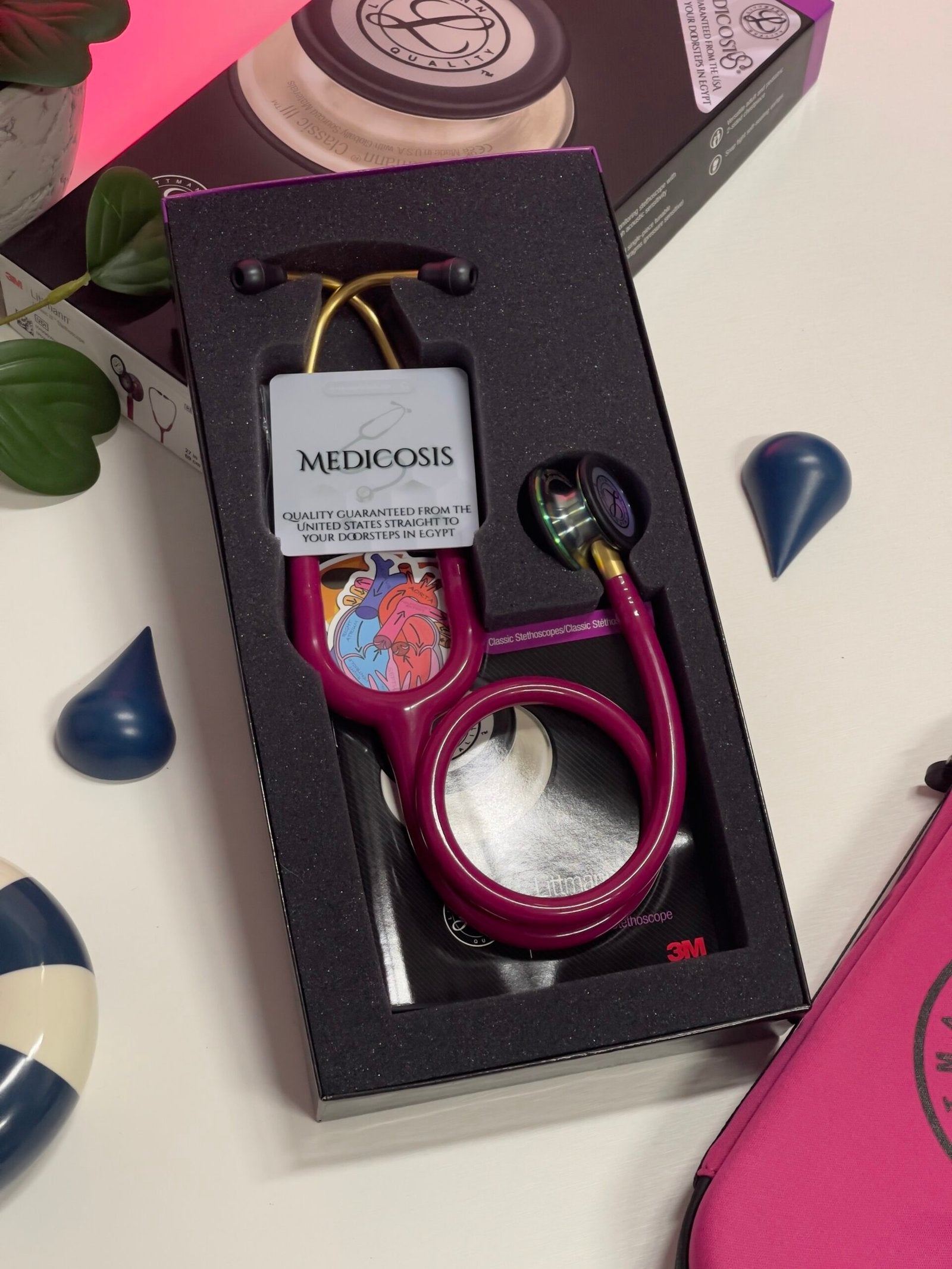 3M™ Littmann® Classic III™ Stethoscope - Raspberry tube & Rainbow