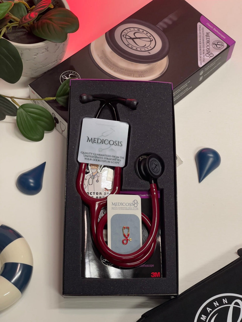 3M™ Littmann® Classic III™ Stethoscope - Burgundy tube &amp; Matte black chest piece 5868