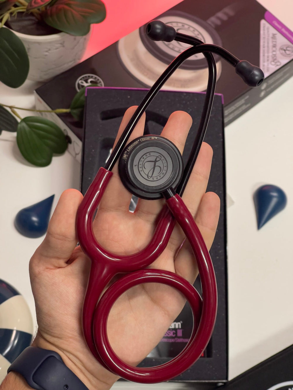 3M™ Littmann® Classic III™ Stethoscope - Burgundy tube &amp; Matte black chest piece 5868