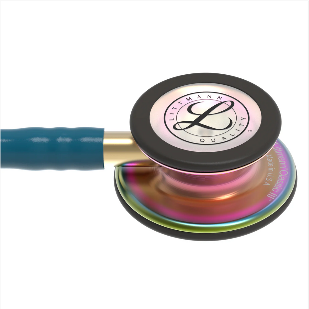 3M™ Littmann® Classic III™ Stethoscope - Caribbean blue tube & Rainbow finish chest piece 5807