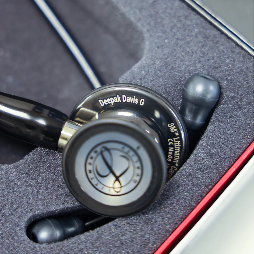 3M™ Littmann® Cardiology IV™ - Black tube & Polished smoke black chest piece, Champagne stem 6204