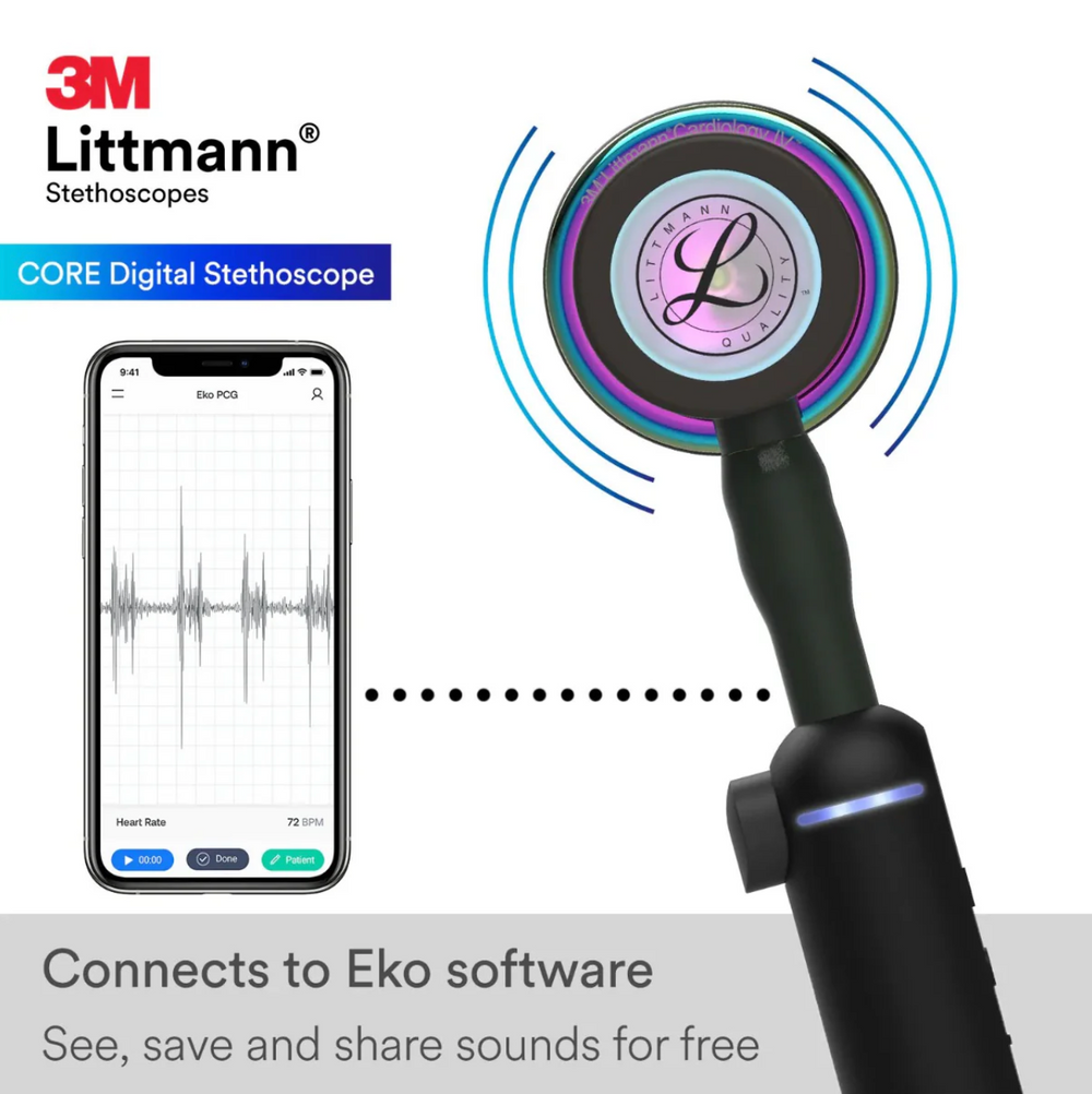 3M™ Littmann® CORE Digital - Black tube & High polish rainbow chest piece 8570