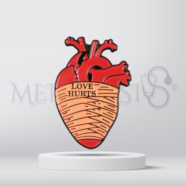 Love hurts banded heart - Brooch